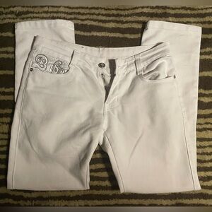 2000s white “baby” low rise pants